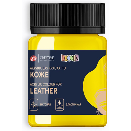 Краска акриловая для кожи "Декола", 211 желтая, 50 мл., банка