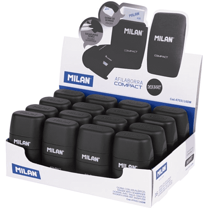 Точилка на 2 отверстия "Compact", с ластиком, черный