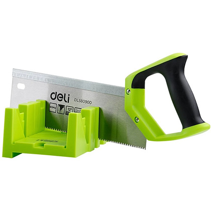 Стусло с ножовкой Deli GS EDL580900, 22.5°/45°/90°, 13 TPI, 300 мм, черный, зеленый
