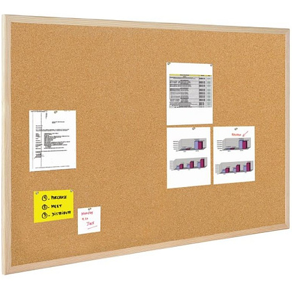 Доска пробковая в деревянной рамке "Bi-Office", 90x120 см