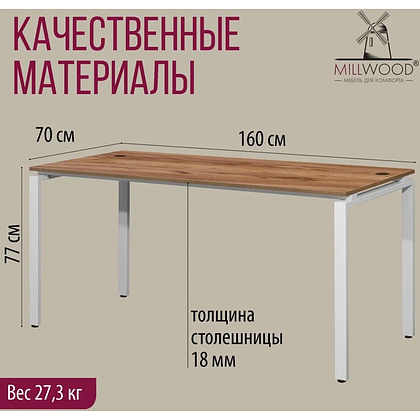 Стол письменный Millwood Лофт Сиэтл (ДТ-5), 1600х700 мм, дуб табачный крафт, белый - 5