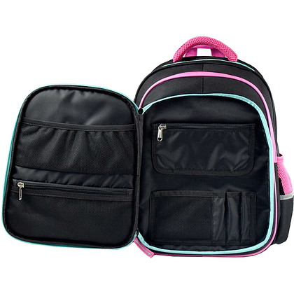 Рюкзак школьный "Девочка со щенком", черный, розовый - 6
