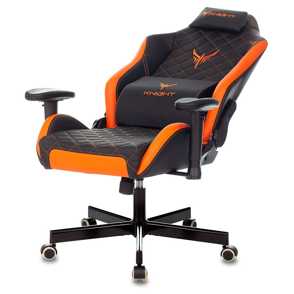 Кресло игровое "Knight Explore", экокожа, металл, черный, оранжевый - 6