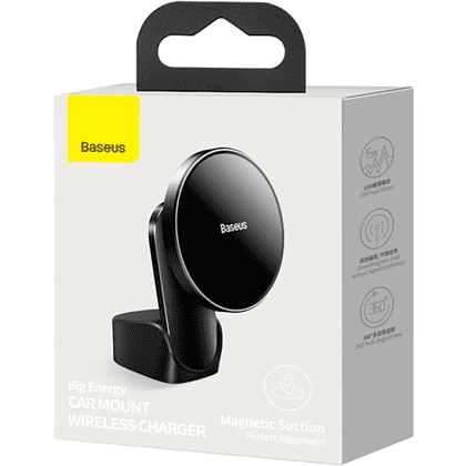 Держатель  для iPhone 12 Baseus WXJN-01 Big Energy Car Mount Wireless Charger, 15W Black - 2