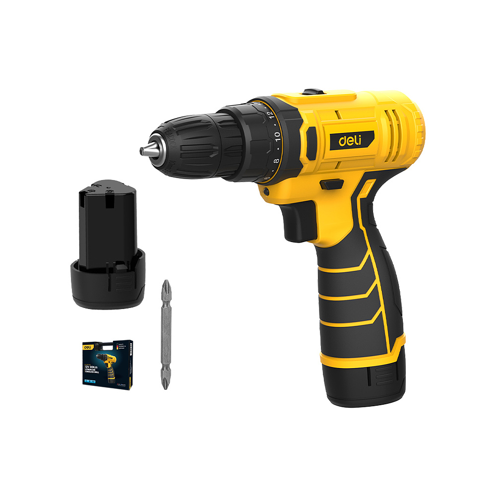Аккумуляторная дрель-шуруповерт Deli YS EDL-DZ12-5A2 12 В, 30 Нм, 1 АКБ, 2 Ач, кейс