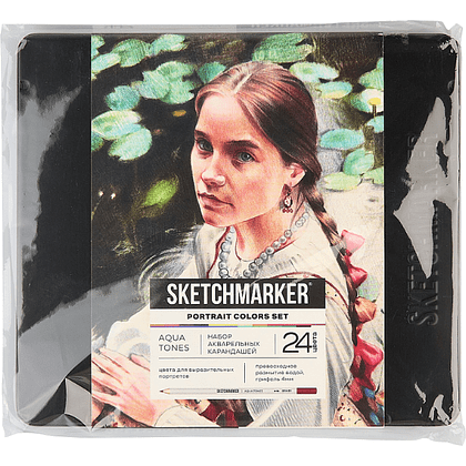 Цветные карандаши акварельные "Sketchmarker Портрет", набор 24 цвета, жестяной пенал - 2