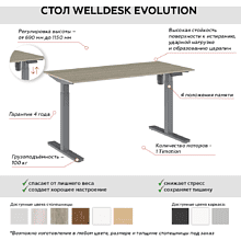 Комплект WellDesk Evolution (регулируемый по высоте каркас арт. 9022018 и столешница арт. 9091494)