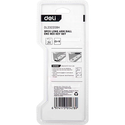 Набор ключей шестигранных Deli "EDL232209H", 9 шт, черный - 5