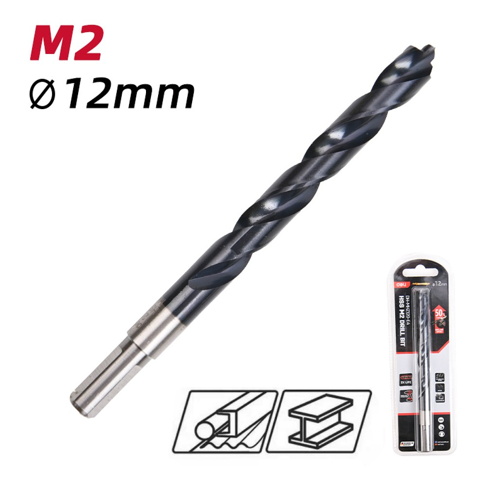 Сверло по металлу Deli RS EDH-MHZ120-E4, 12.0 мм, DIN 338, HSS-TiN - 2