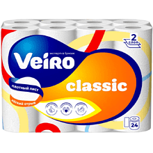 Бумага туалетная "Veiro Classic", 2 слоя, 24 рулона