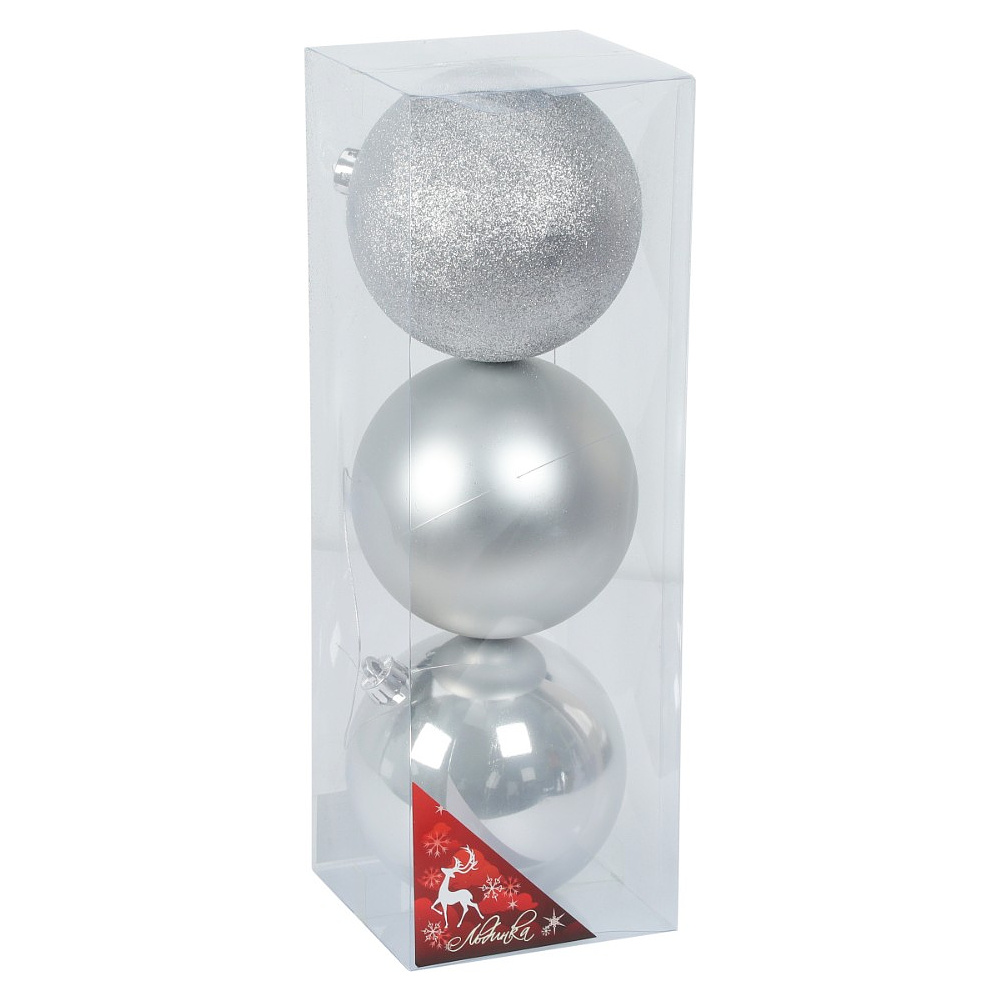 Шар елочный "212433", 15 см, пластик, ассорти, 3шт/уп.