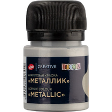 Краска акриловая металлик "Декола", 966 серебро, 20 мл., банка