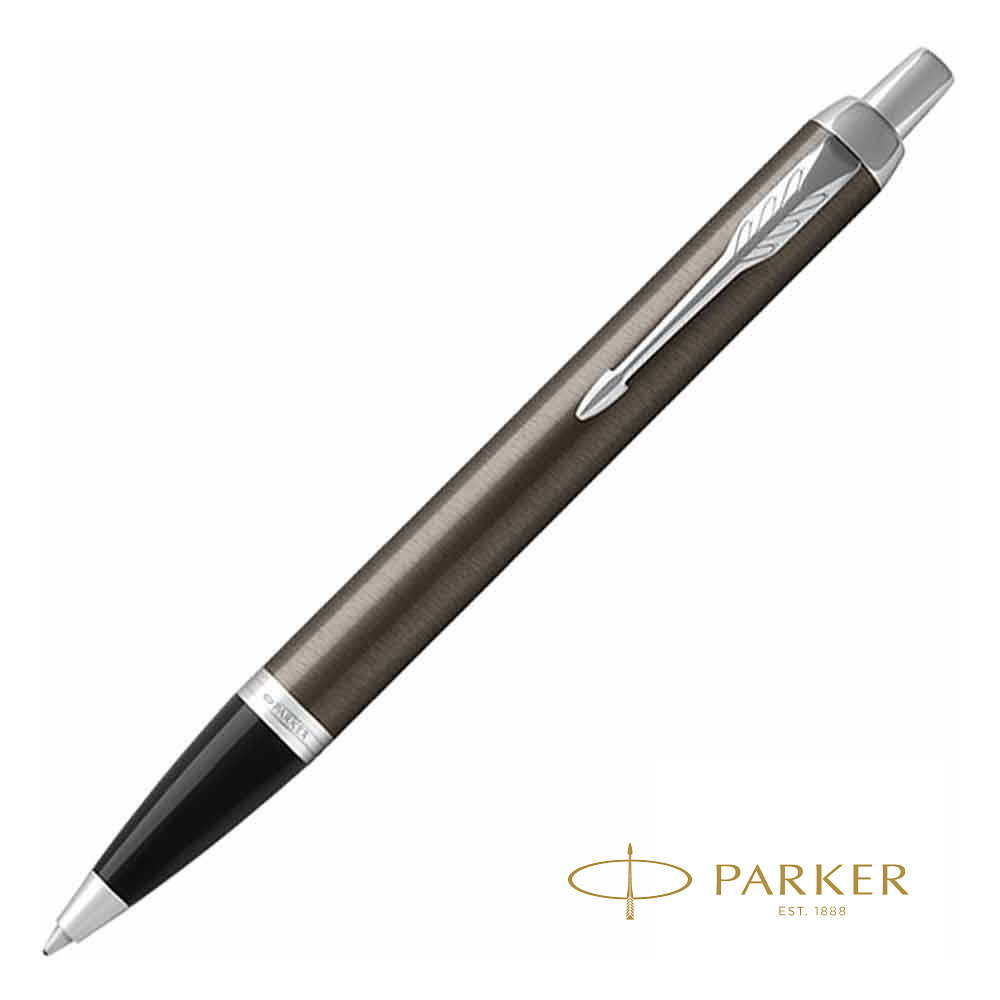 Ручка шариковая автоматическая "Parker IM Dark Espresso Lacque CT", 0.7 мм, серо-коричневый, серебристый, стерж. синий