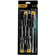 Набор отверток Deli YS EDL620004, 4 шт, SL5x100, SL6x150, PH1x100, PH2x150, черный, желтый
