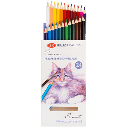 Карандаши акварельные "Сонет", 24 цвета - 2