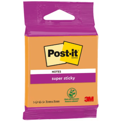 Бумага для заметок "Post-it SuperSticky", 76х76 мм, 45 листов, ассорти - 2