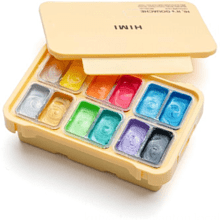 Краски гуашевые "Himi Jelly Cup. Metallic", 12 цветов, кювета, пластиковый футляр