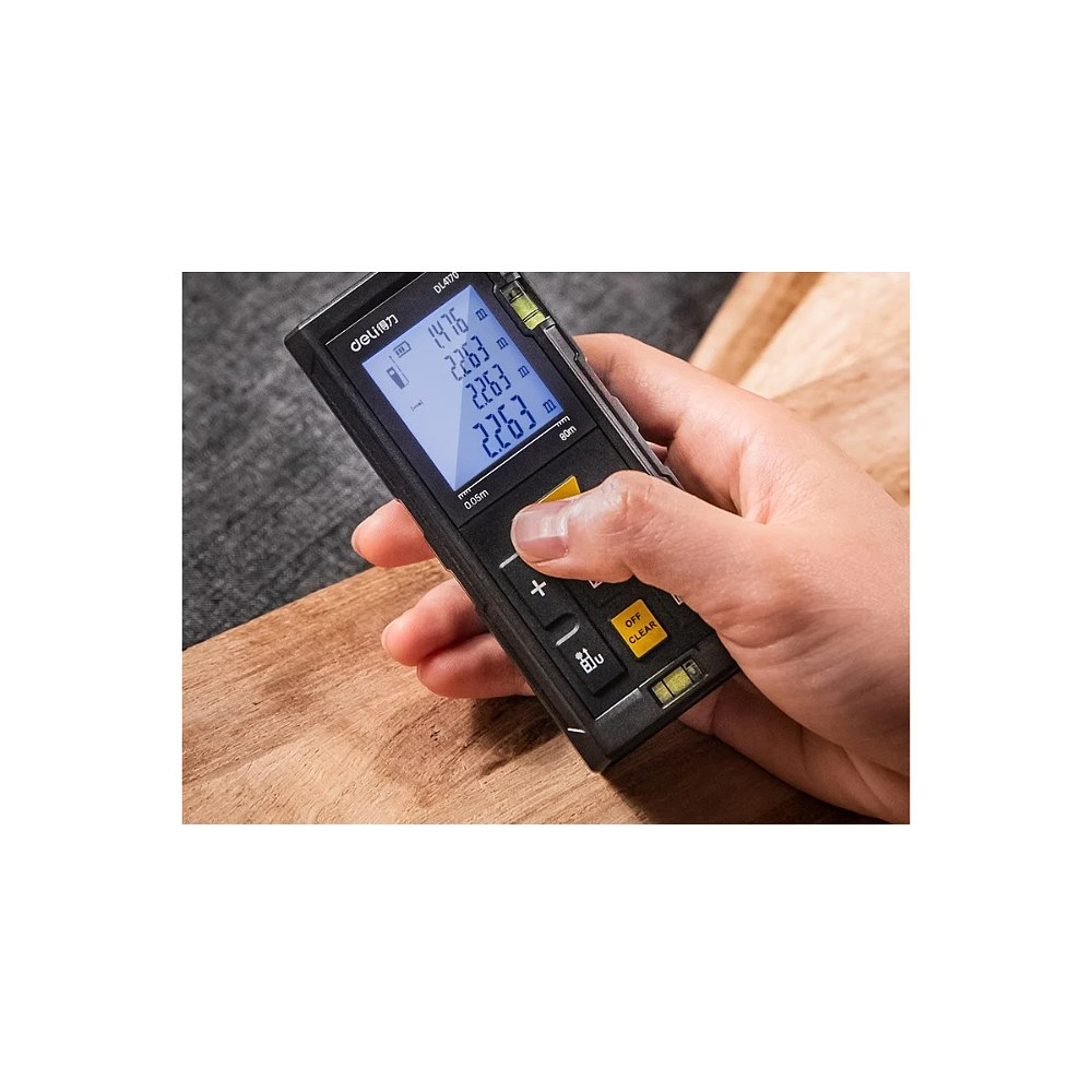 Дальномер лазерный Deli YS EDL4170, 100 м, желтый, черный - 7