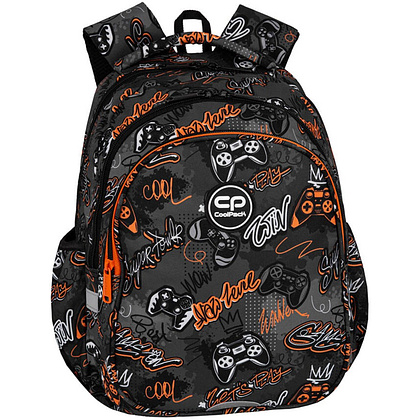 Рюкзак школьный Coolpack "Gamer", черный, оранжевый