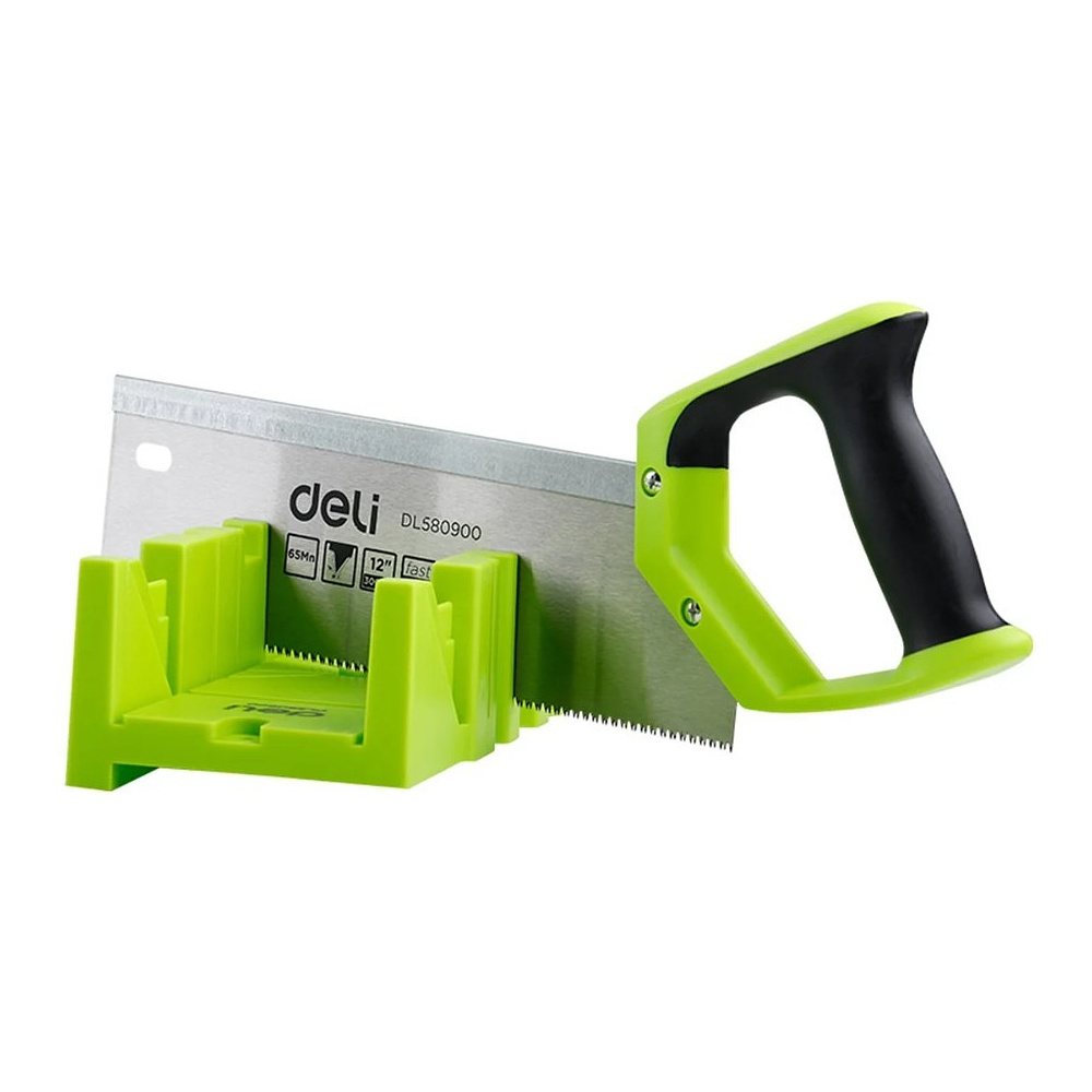 Стусло с ножовкой Deli GS EDL580900, 22.5°/45°/90°, 13 TPI, 300 мм, черный, зеленый