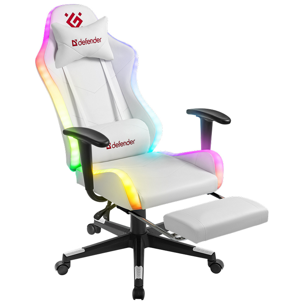 Кресло игровое Defender "Watcher", искусственная кожа, пластик, белый - 3