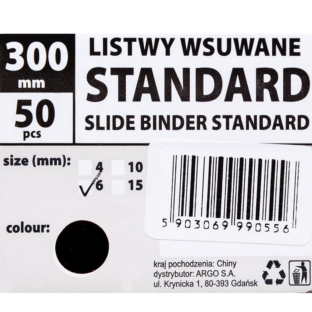 Скрепкошина Argo "Standart", 6 мм, 50 шт, черный - 3