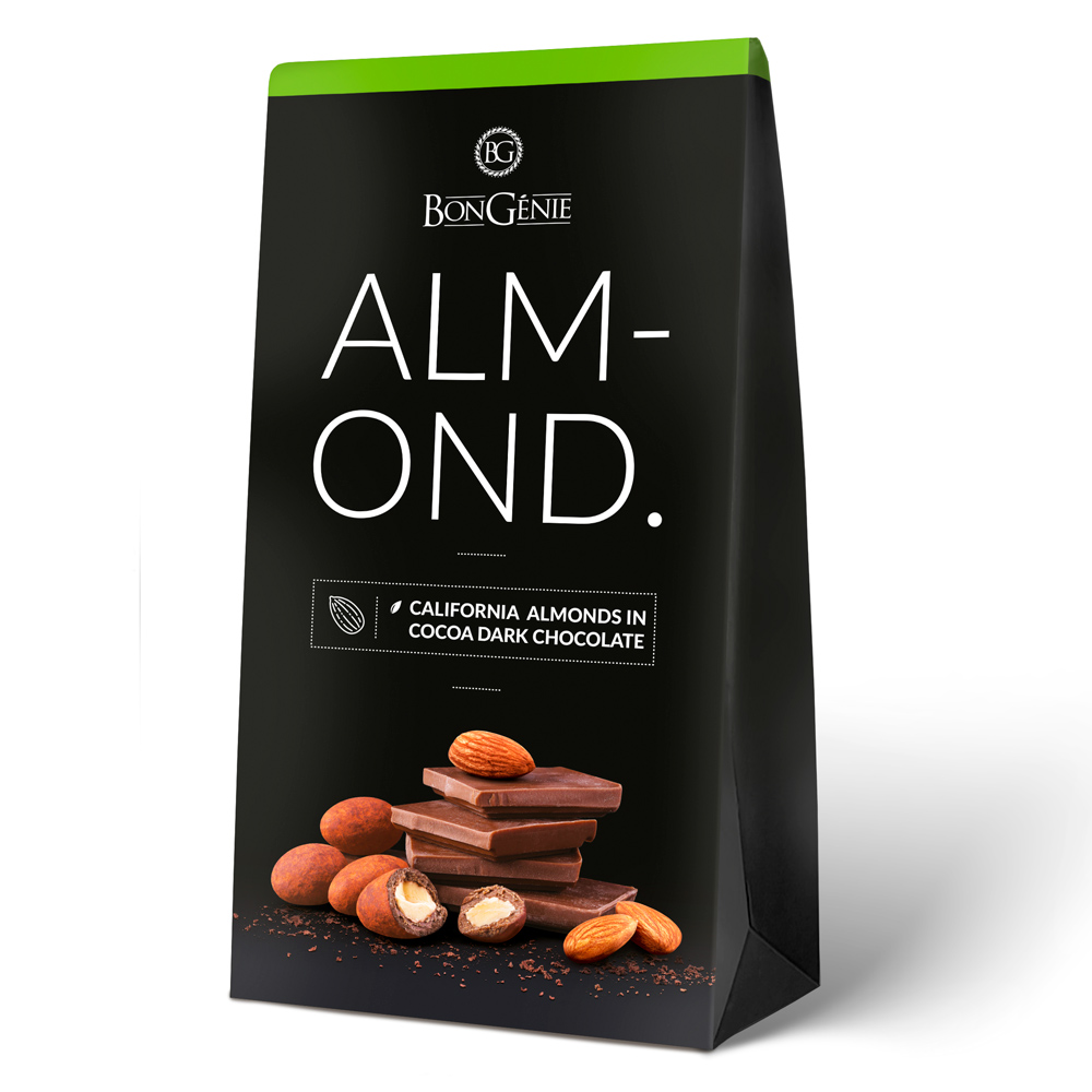 Драже "Bongenie. Миндаль в темном шоколаде и какао", 100 г