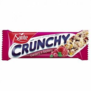 Батончик мюсли "Sante Crunchy" с клюквой и малиной в йогуртовой глазури , 40 г