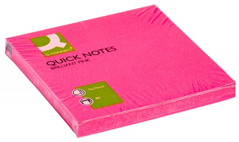 Бумага для заметок "Q-Connect", 76x76 мм, 75 листов, розовый неон