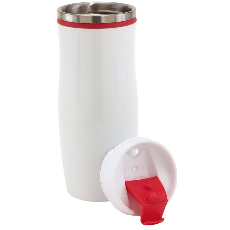 Кружка термическая "Crema", металл, пластик, 400 мл, белый, красный