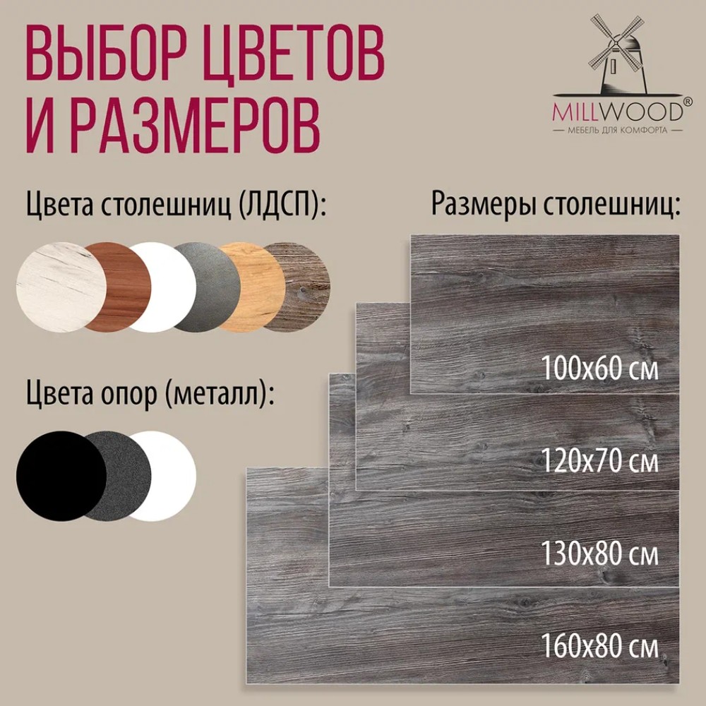 Стол Millwood Сеул, 1200х700 мм, сосна пасадена, черный - 11