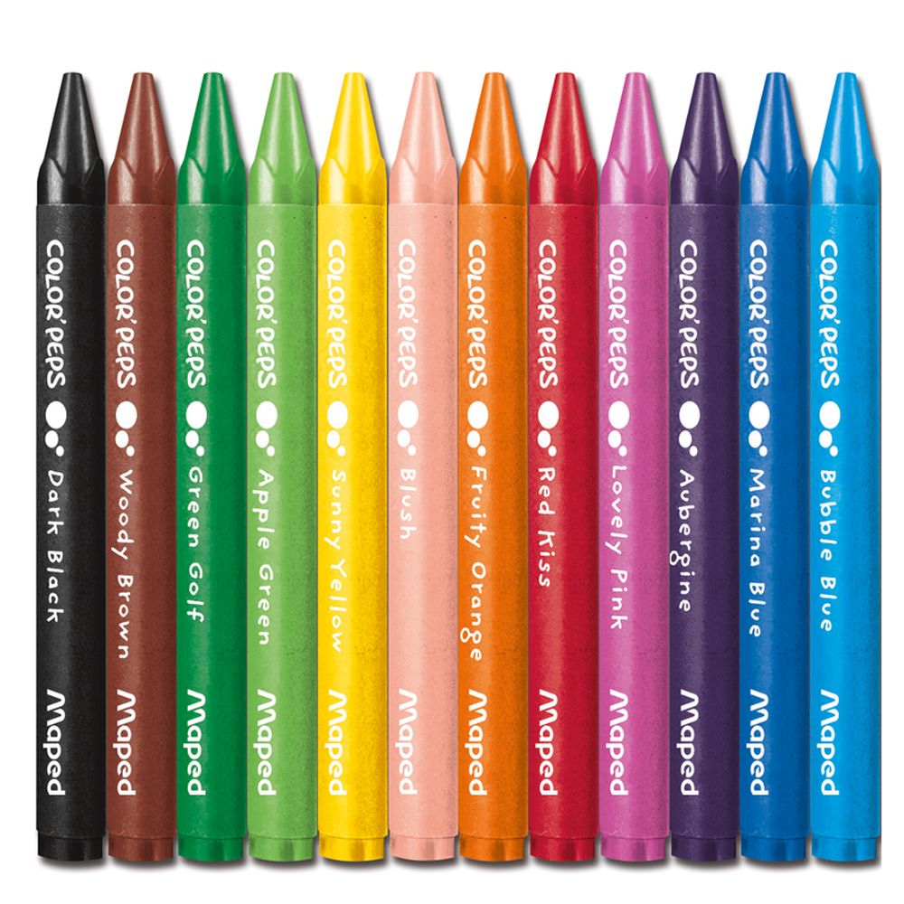 Мелки восковые Maped "Wax Crayons", 12 цветов, ассорти