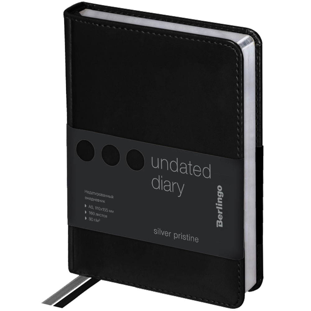 Ежедневник недатированный "Silver Pristine", А6, 320 страниц, черный