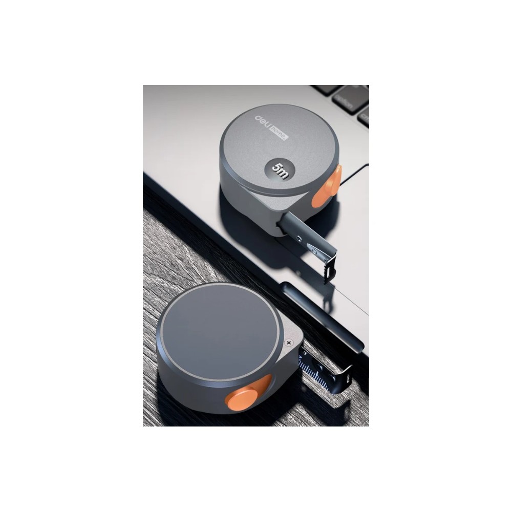 Рулетка Deli HS HT8519C, 5 м х 19 мм, Soft Touch, оранжевый - 6