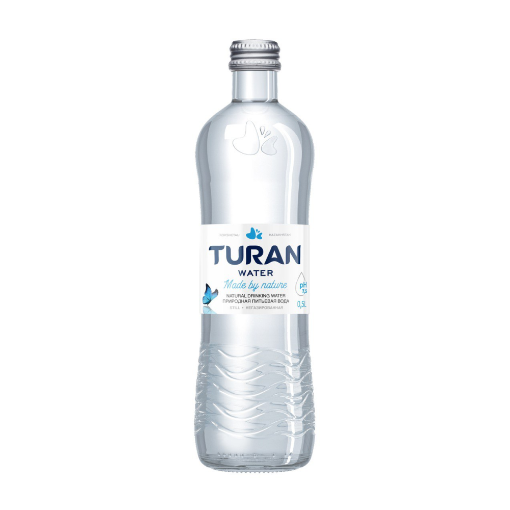 Вода минеральная питьевая "Тuran", негазированная, 0.5 л, стеклянная бутылка