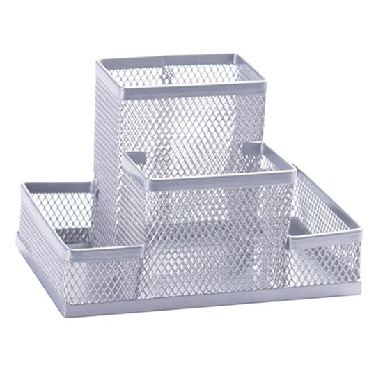 Подставка для канцелярских мелочей "KF15113 Прямоугольная"", 153x103x100 мм, серый