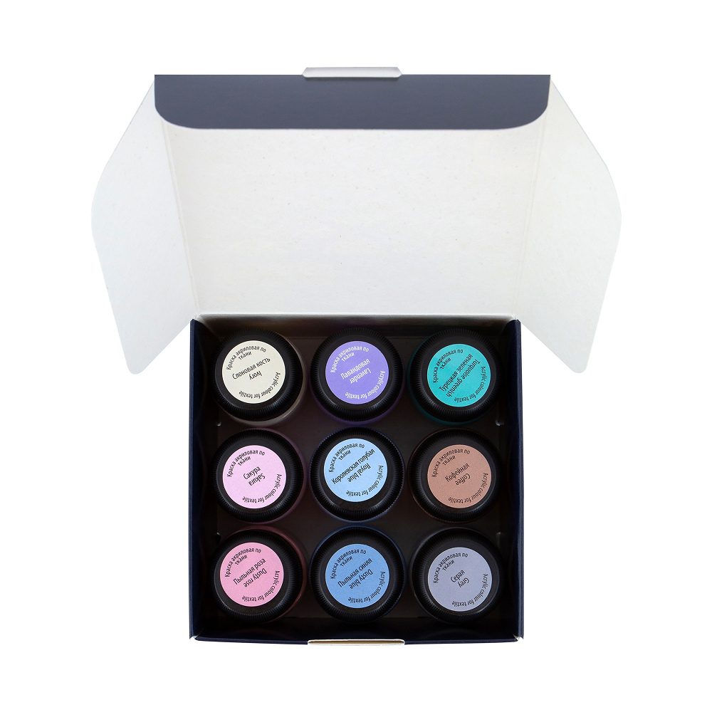 Краска акриловая по ткани "Декола пастель", набор 9 цветов, 20 мл, банки - 7