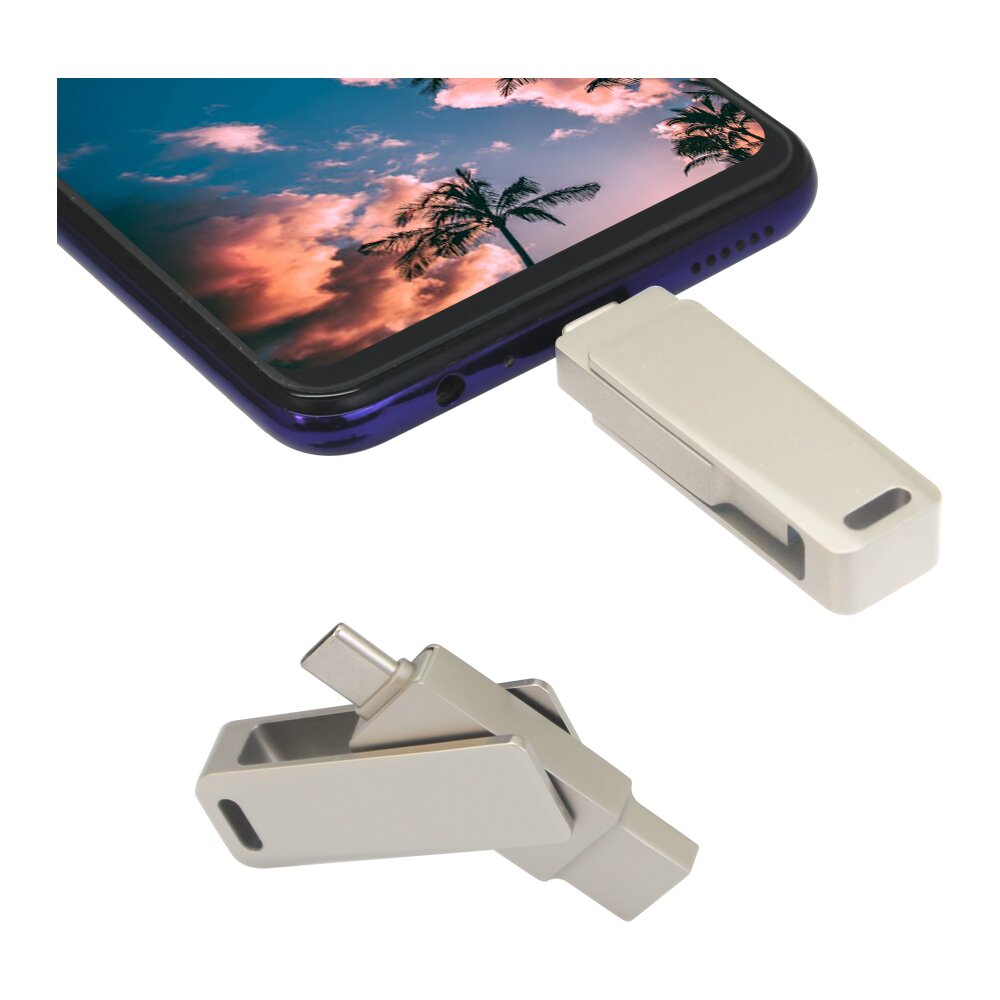 USB Flash накопитель 3.0 128 Gb СК-046, TypeC Dual, металл, серебристый - 5