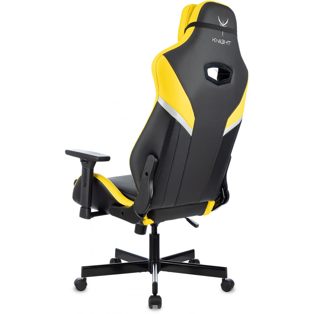 Кресло игровое Бюрократ Knight Thunder 5X экокожа, черный, желтый, металл - 5