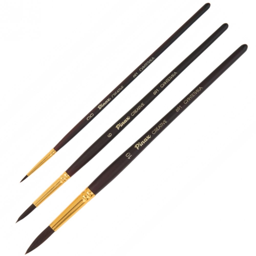 Кисть для рисования "Pinax CREATIVE", синтетика жесткая, круглая, №3 - 2