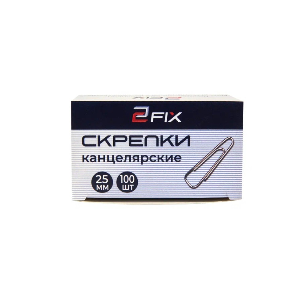 Скрепки "Бугинком 2Fix", металл, 100 шт, графитовый