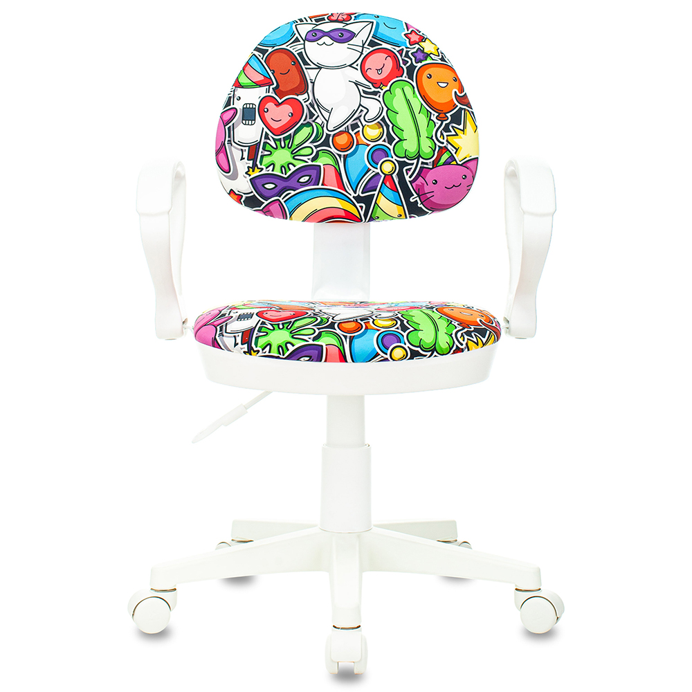 Кресло для детей "Бюрократ KD-3/WH/ARM", пластик белый, мультиколор маскарад
