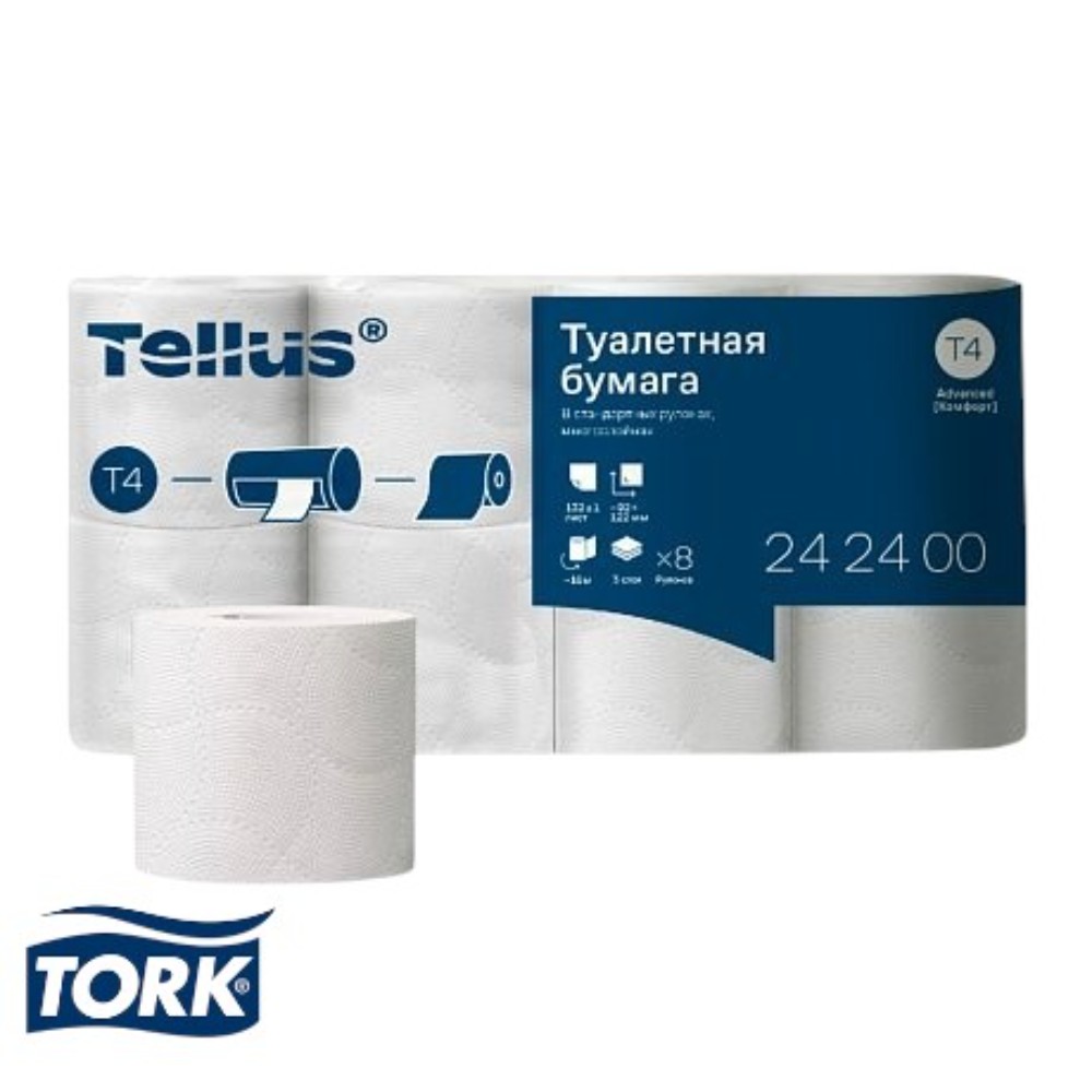 Бумага туалетная Торк Tellus Комфорт T4, 8 рулонов, 3 слоя