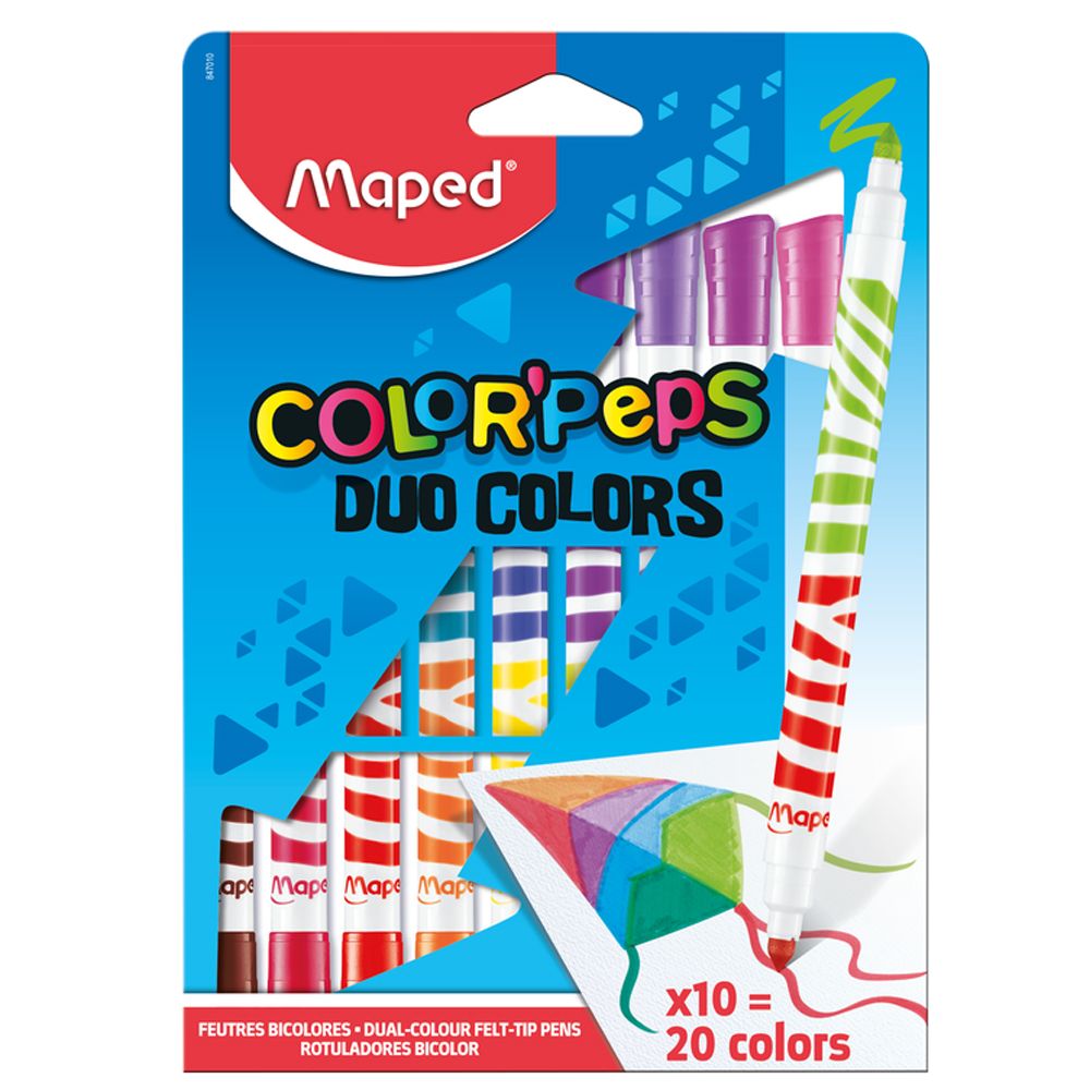 Фломастеры двухсторонние Maped "Duo Color Peps", 10 шт