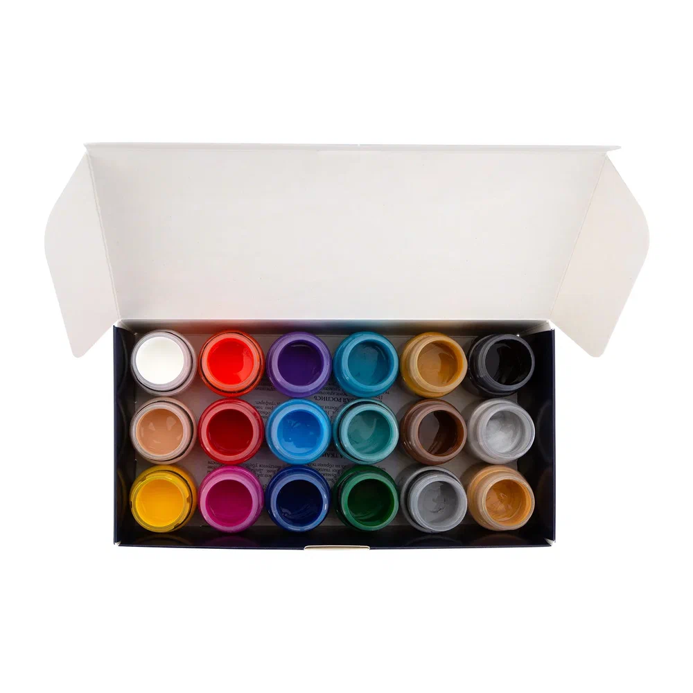 Краска акриловая по ткани "Декола", набор 18 цветов, 20 мл, банки - 6