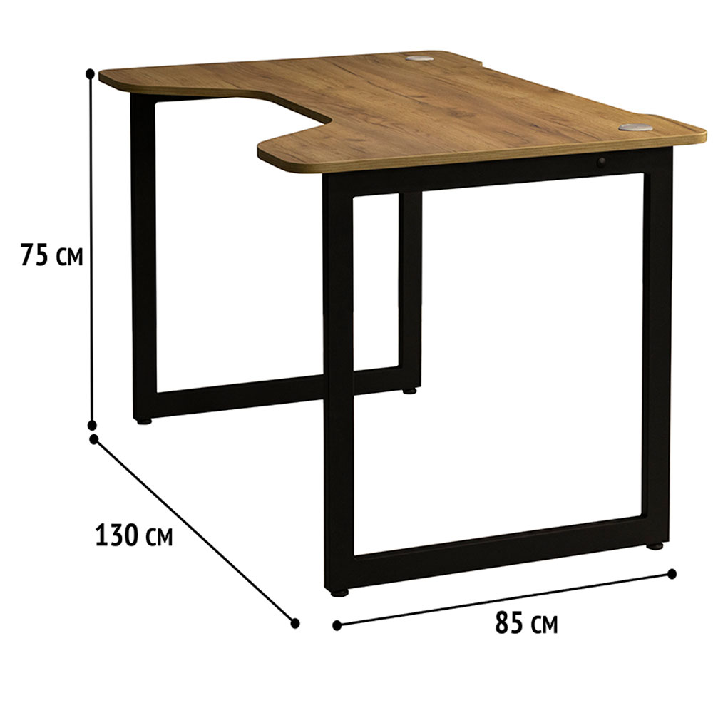 Стол письменный "Лофт Будапешт ДТ-4", 1300х850х750 мм, черный, золотой крафт - 10