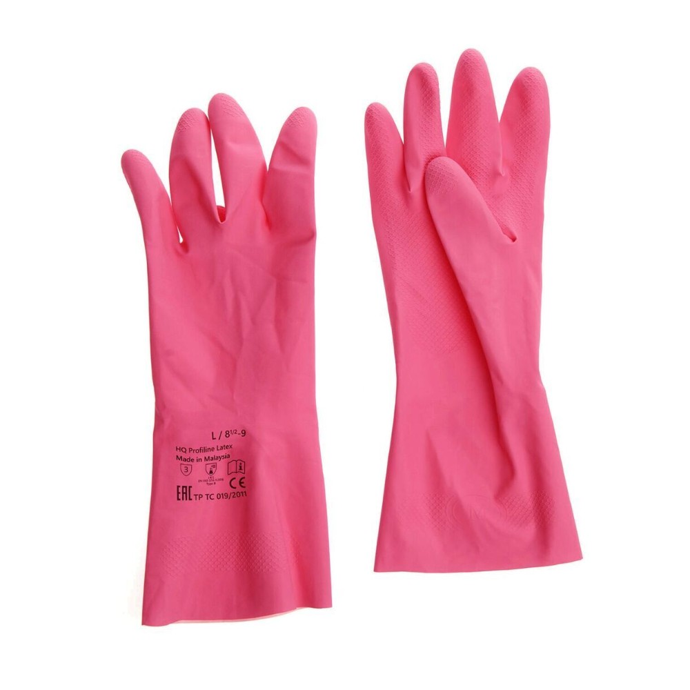 Перчатки латексные HQ Profiline, р-р M, с х/б покрытием, красный - 4
