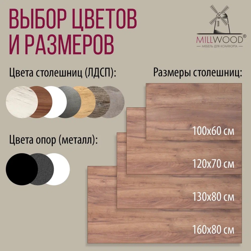 Стол Millwood Сеул, 1300х800 мм, дуб табачный крафт, белый - 10