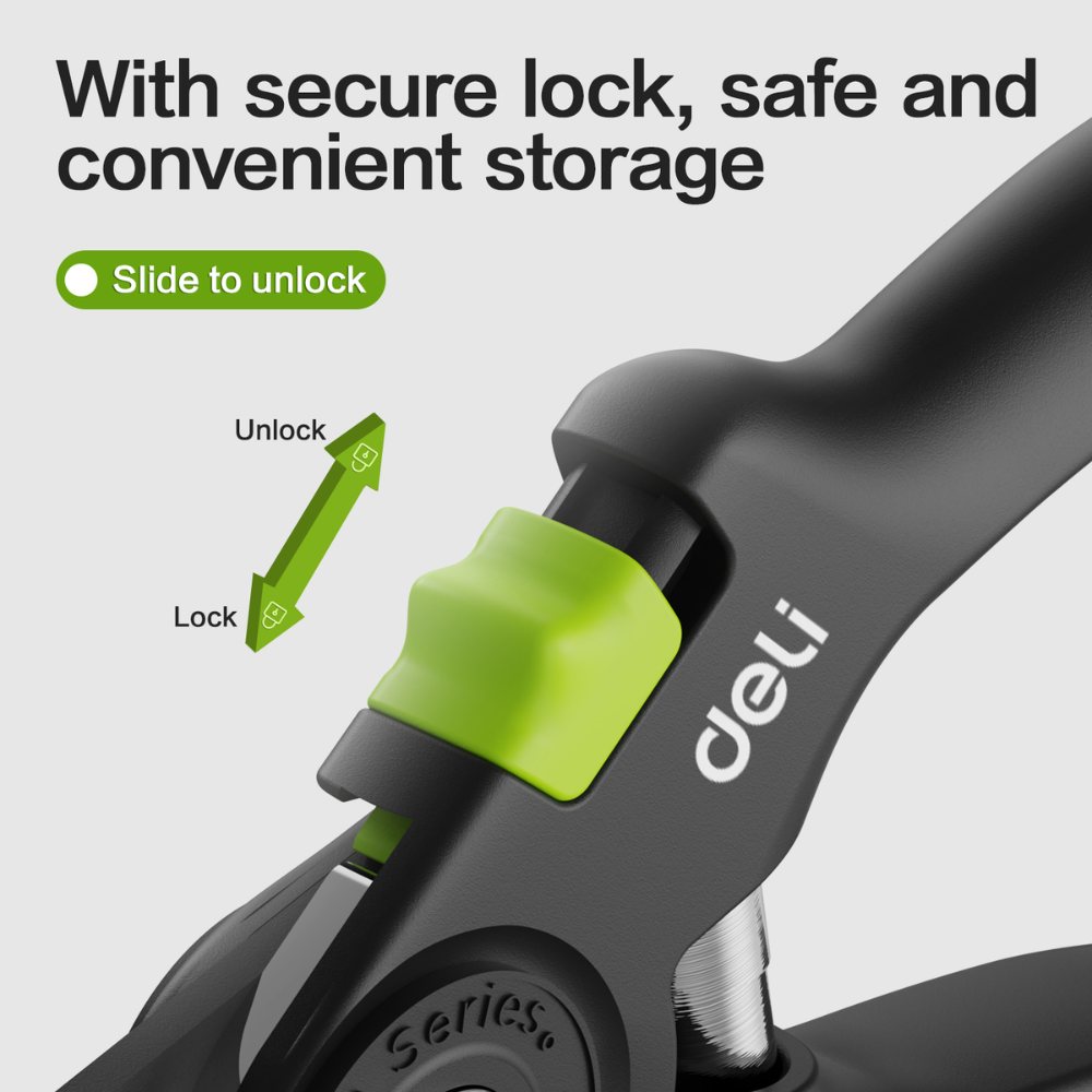 Секатор садовый Deli GS EDL-YL0003, 203 мм, SK5, черный - 6