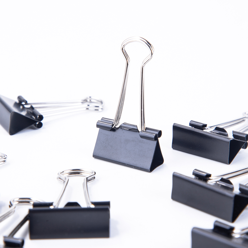 Зажим для бумаг "Deli", 41 мм, 12 штук, черный - 4